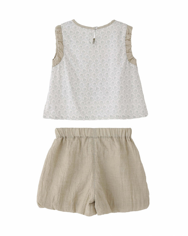 kids atelier banblu Beige Ruffle Set
