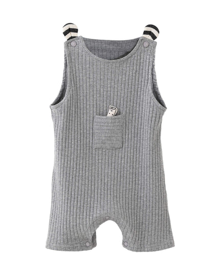 kids atelier banblu Gray Rib Pocket Romper