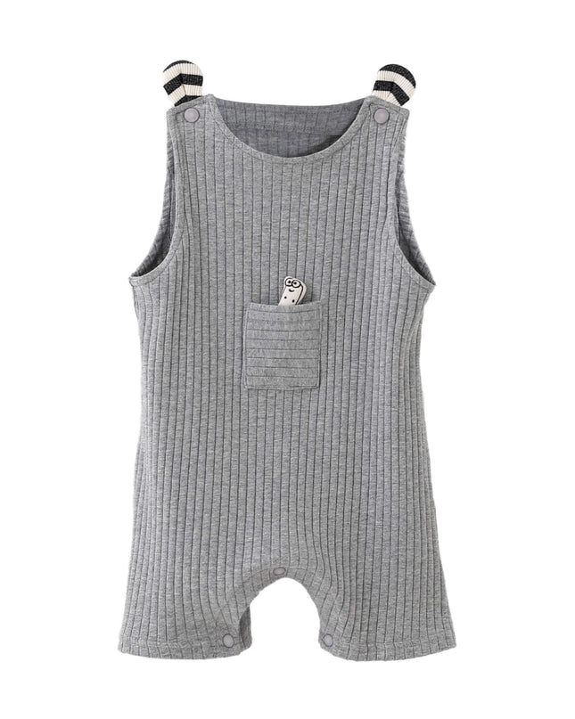 kids atelier banblu Gray Rib Pocket Romper