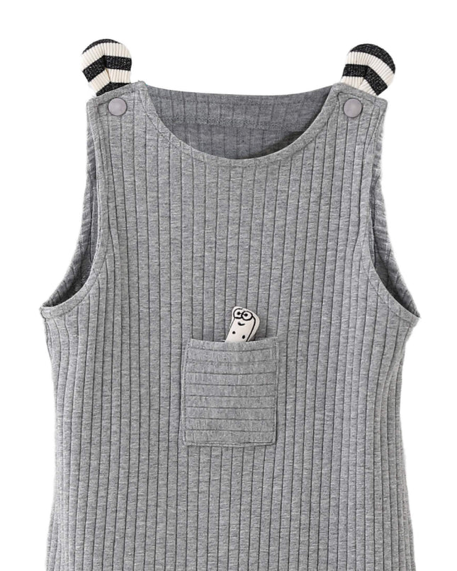 kids atelier banblu Gray Rib Pocket Romper