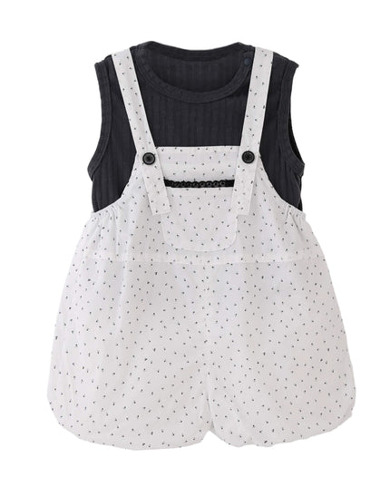 kids atelier banblu White Dotted Overall Set