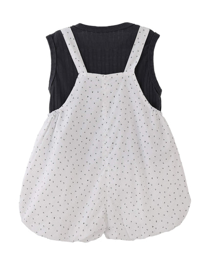 kids atelier banblu White Dotted Overall Set