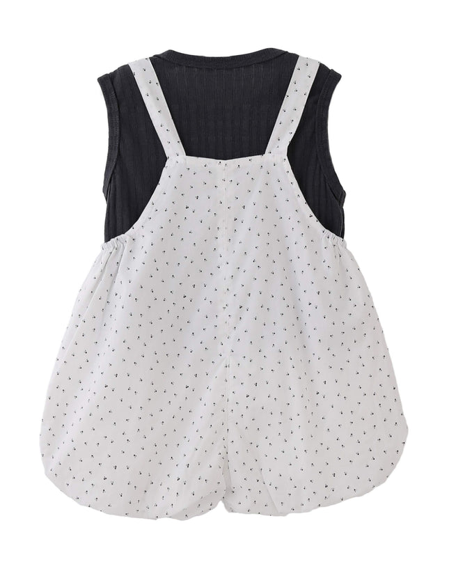 kids atelier banblu White Dotted Overall Set