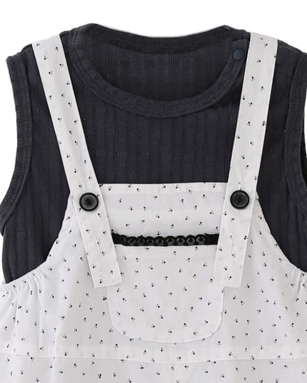 kids atelier banblu White Dotted Overall Set