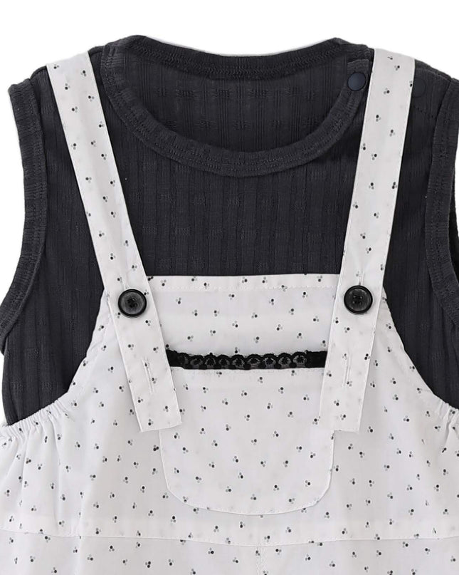 kids atelier banblu White Dotted Overall Set