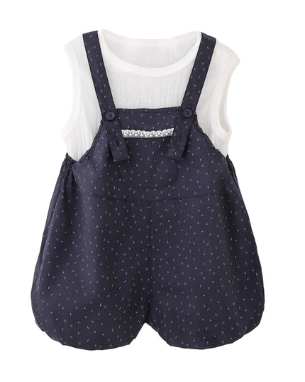 kids atelier banblu Navy Dotted Overall Set