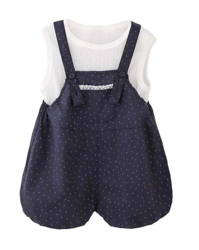 kids atelier banblu Navy Dotted Overall Set