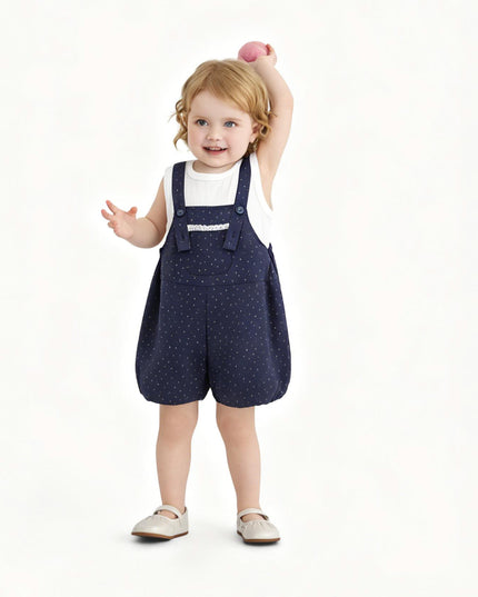 kids atelier banblu Navy Dotted Overall Set