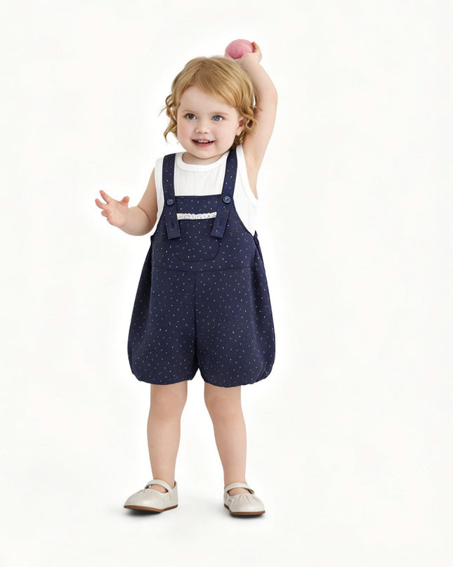 kids atelier banblu Navy Dotted Overall Set