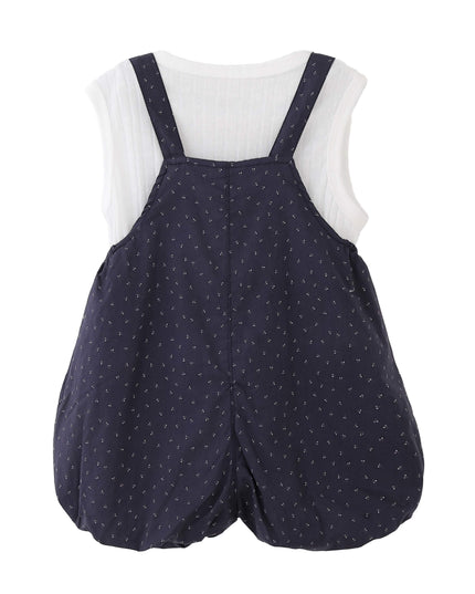 kids atelier banblu Navy Dotted Overall Set