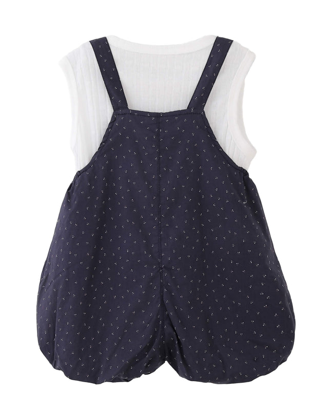 kids atelier banblu Navy Dotted Overall Set