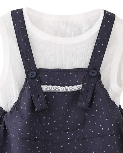 kids atelier banblu Navy Dotted Overall Set