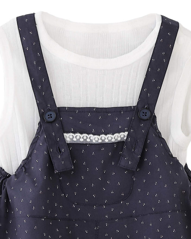 kids atelier banblu Navy Dotted Overall Set