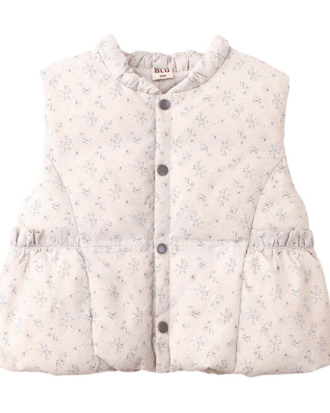 kids atelier banblu Cream Floral Quilted Vest