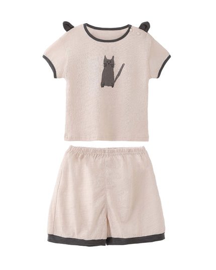 kids atelier banblu Beige Cat Pajama Set
