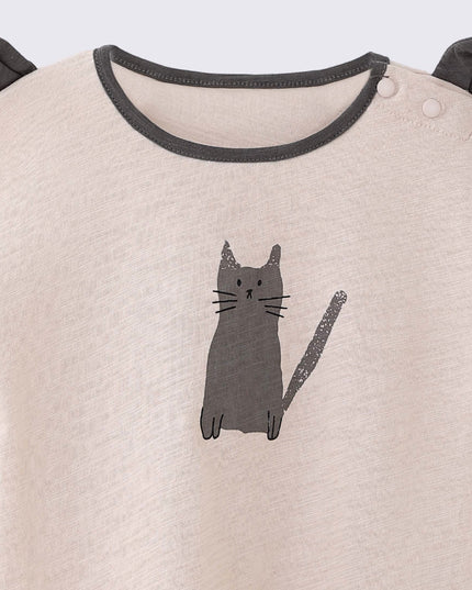 kids atelier banblu kids atelier banblu Beige Cat Pajama Set