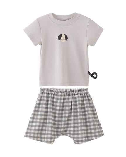 kids atelier banblu Grey Dog Short Set
