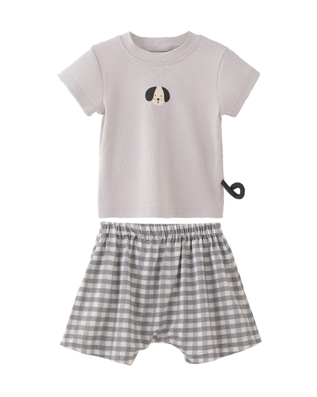kids atelier banblu Grey Dog Short Set