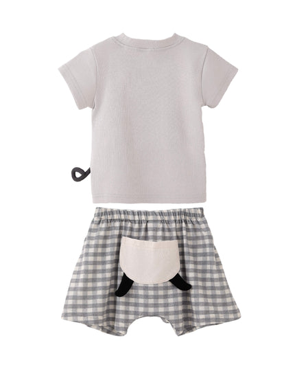 kids atelier banblu Grey Dog Short Set