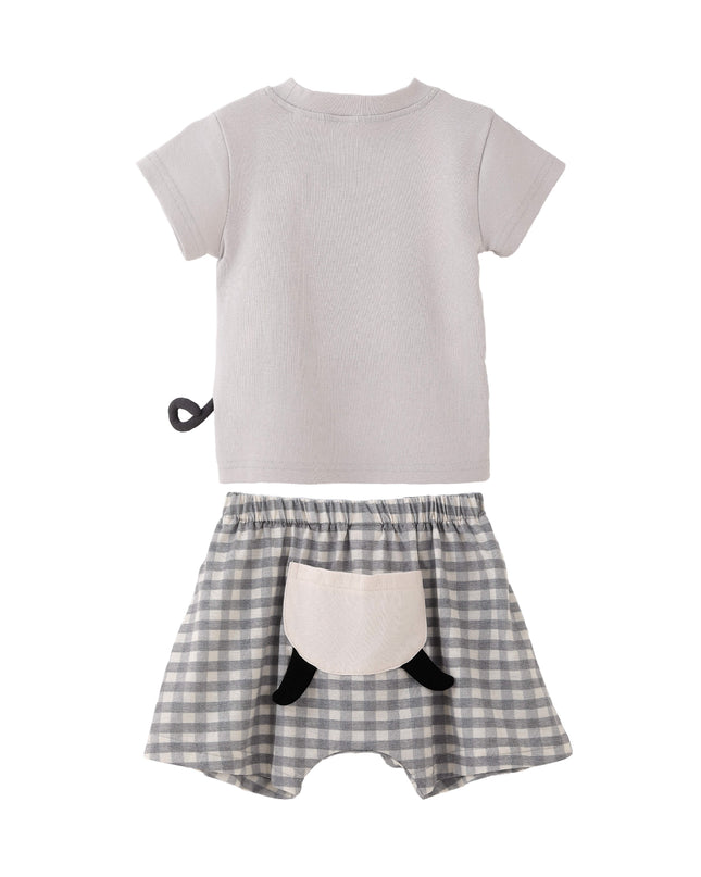 kids atelier banblu Grey Dog Short Set