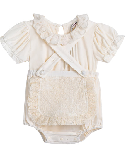 Cream Romper with Lace Detail