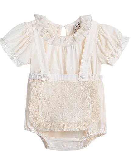 Cream Romper with Lace Detail