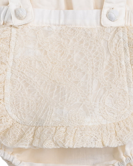 Cream Romper with Lace Detail