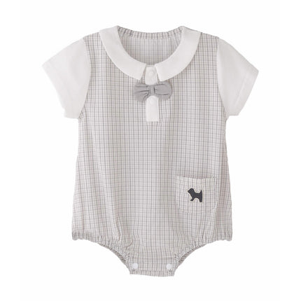 kids atelier banblu Gray Check Bow Romper