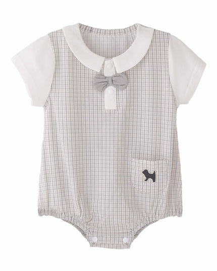 kids atelier banblu Gray Check Bow Romper
