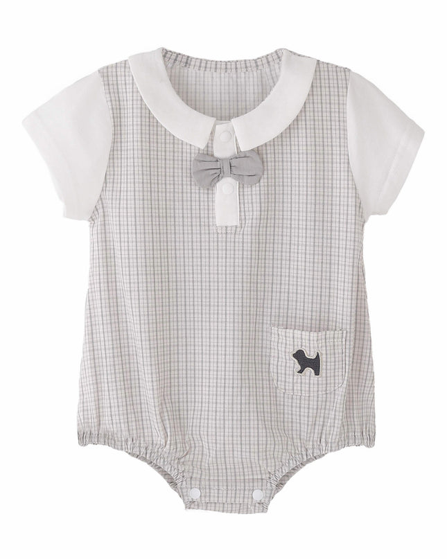 kids atelier banblu Gray Check Bow Romper