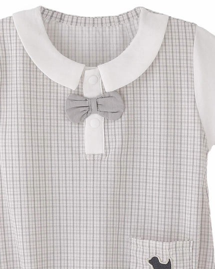 kids atelier banblu Gray Check Bow Romper