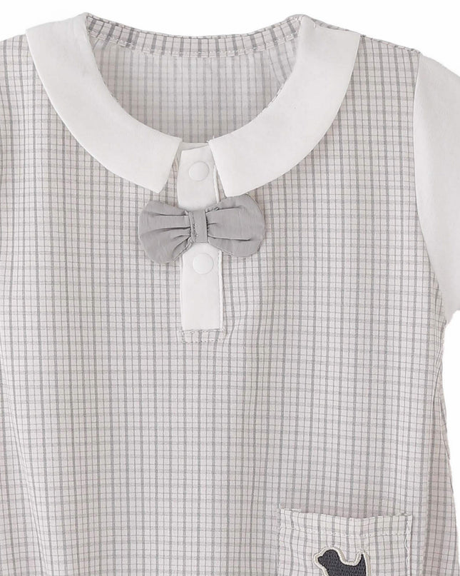 kids atelier banblu Gray Check Bow Romper