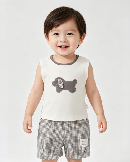 kids atelier banblu Gray Dog Check Set