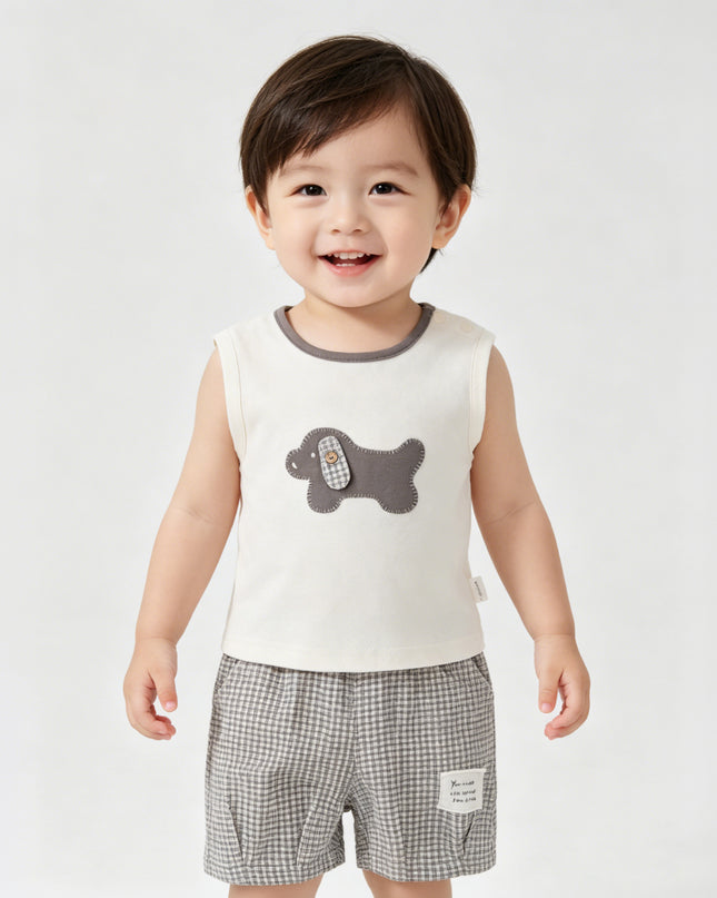 kids atelier banblu Gray Dog Check Set