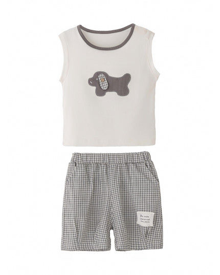 kids atelier banblu Gray Dog Check Set