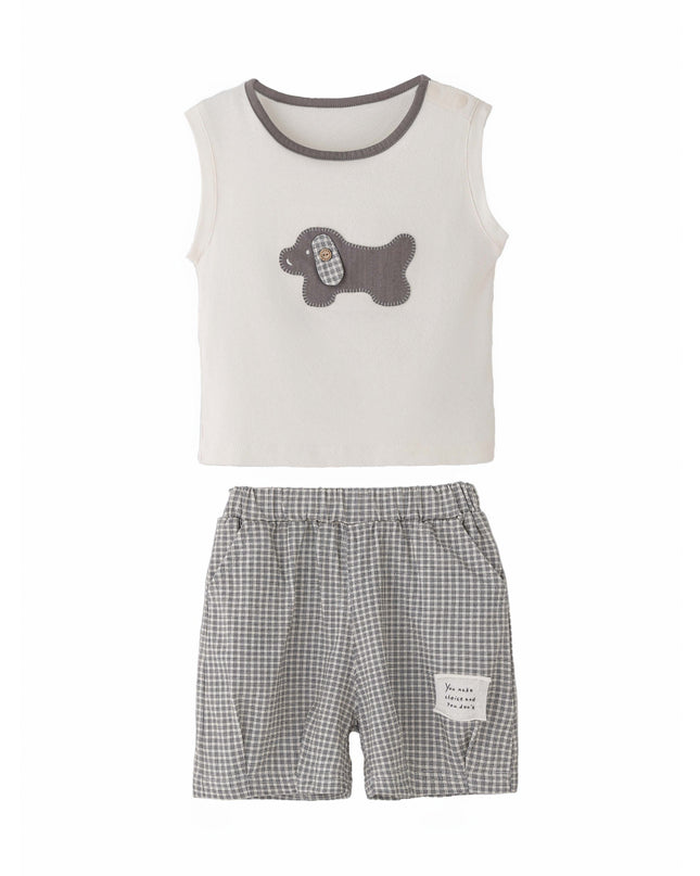 kids atelier banblu Gray Dog Check Set