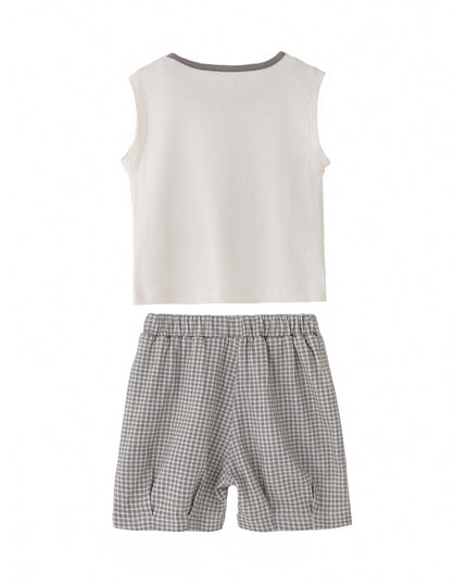 kids atelier banblu Gray Dog Check Set