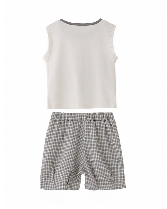 kids atelier banblu Gray Dog Check Set