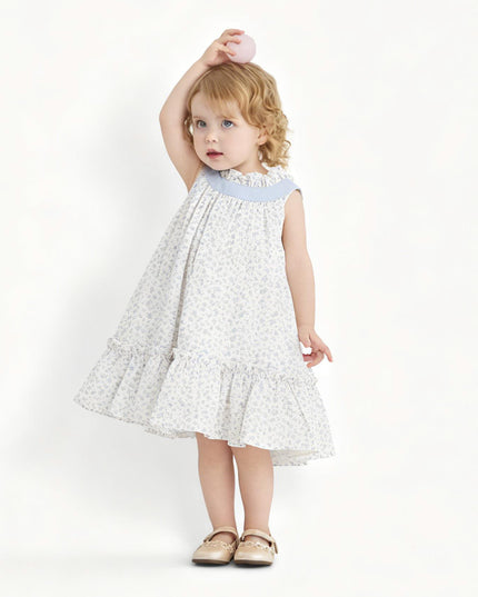 kids atelier banblu Blue Floral Ruffle Dress