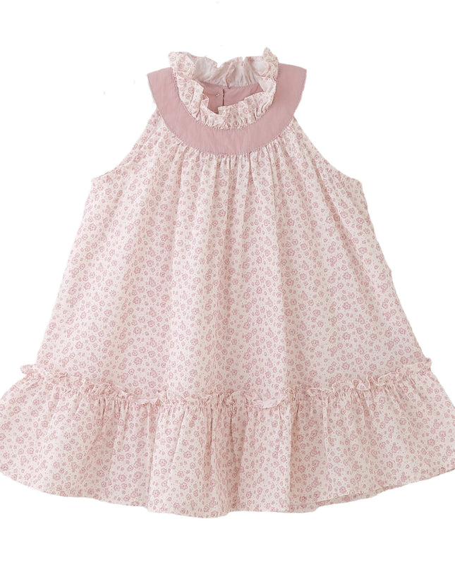 kids atelier banblu Pink Floral Ruffle Dress