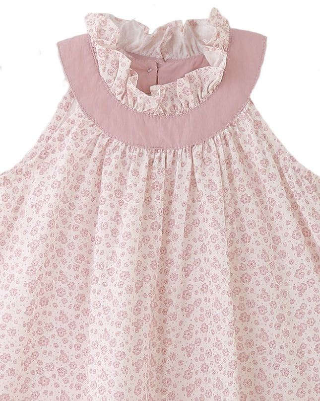 kids atelier banblu Pink Floral Ruffle Dress