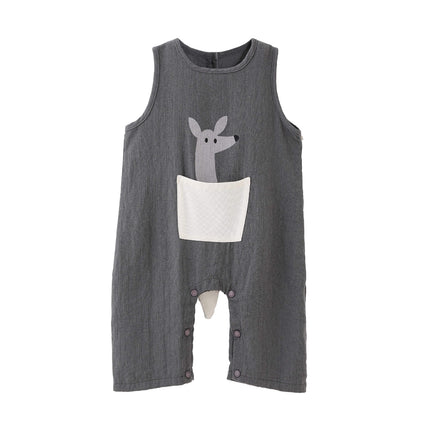 kids atelier banblu Gray Animal Pocket Romper