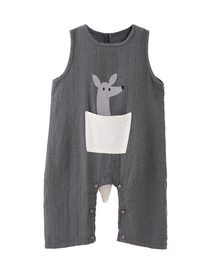 kids atelier banblu Gray Animal Pocket Romper