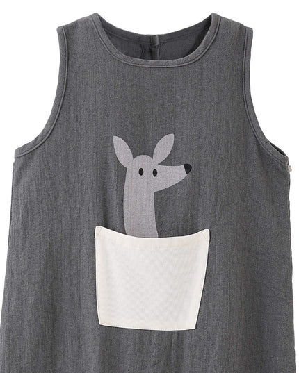 kids atelier banblu Gray Animal Pocket Romper