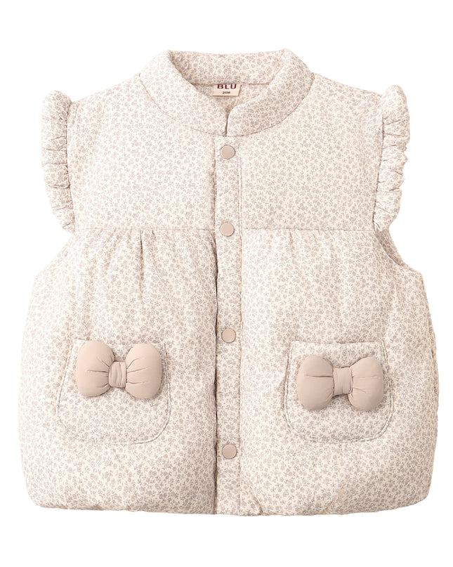 kids atelier banblu Beige Floral Bow Vest