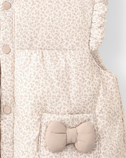 kids atelier banblu Beige Floral Bow Vest