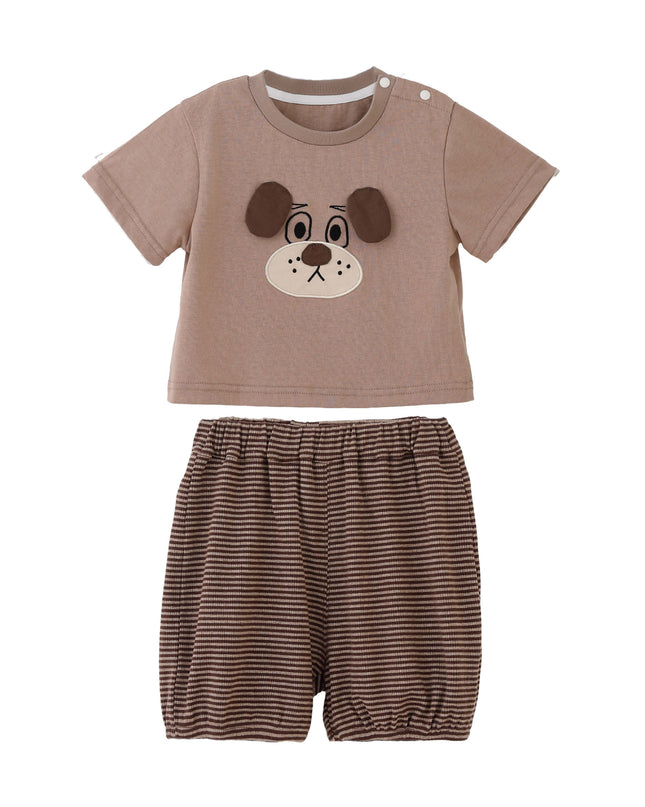 kids atelier banblu Brown Dog Stripe Set
