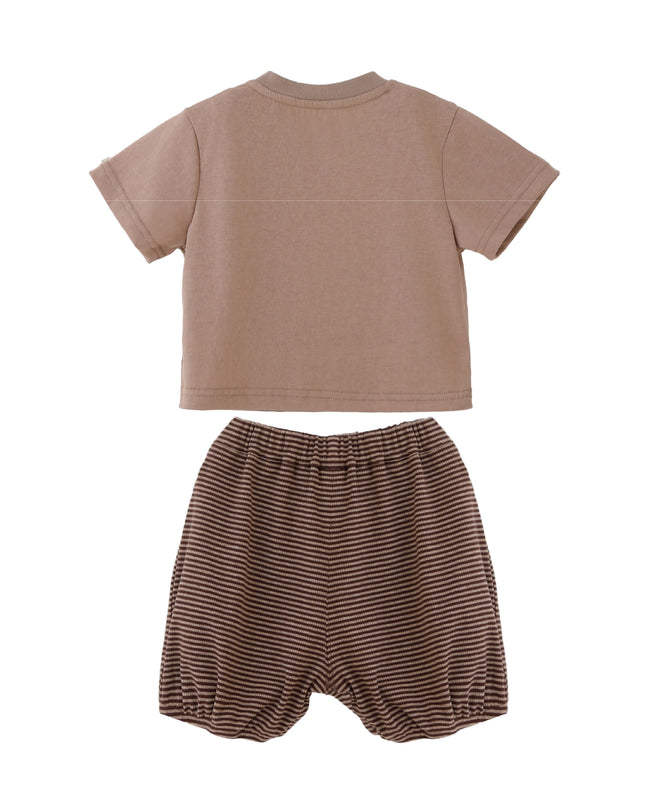 kids atelier banblu Brown Dog Stripe Set