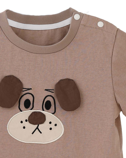 kids atelier banblu Brown Dog Stripe Set