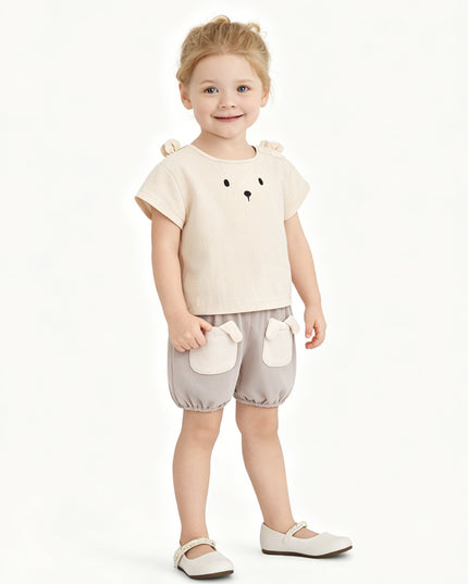kids atelier banblu Beige Bear Pocket Set